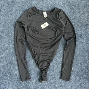 Foxy Kind Bodysuit Womens Small Black Long Sleeve Shaping Top Shapewear